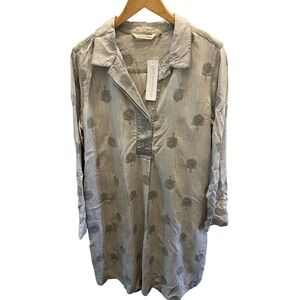 NEW Soft Surroundings Gray Bohemian Dress Feather Embroidered Large Boho $80